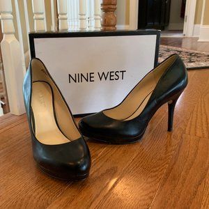 Nine West - Black Leather Stiletto Heels, NEW